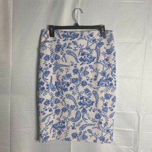 lularoe light blue and white floral nature patterned mini skirt size medium